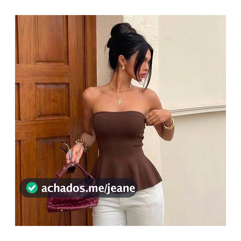 Blusa Feminina Peplum Tricot Tomara que Caia Acinturada Sem Alças Elegante