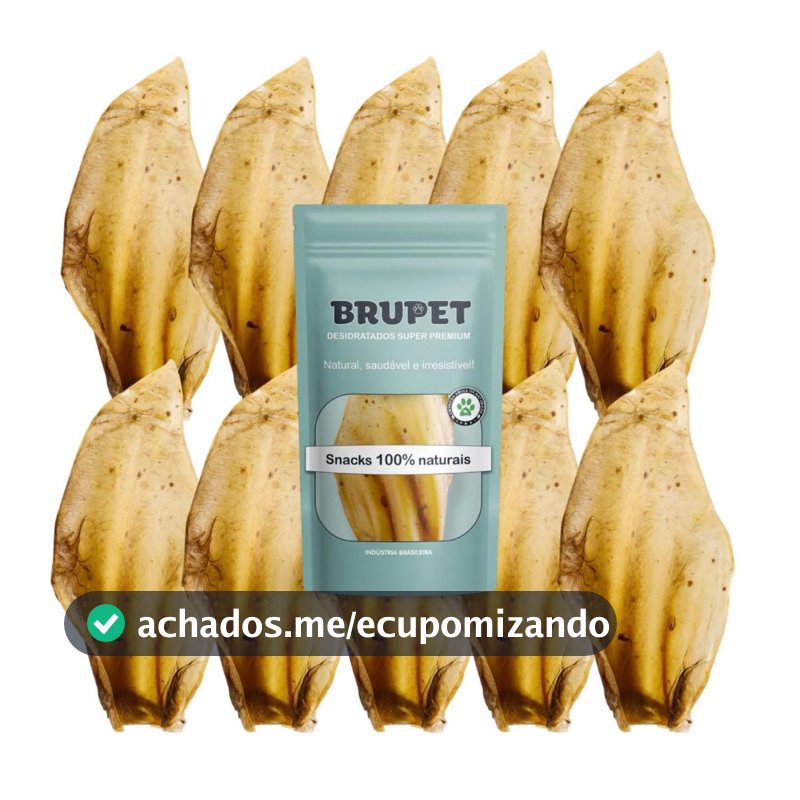 Kit 10 unidades Orelha Bovina Petisco 100% Natural Desidratada Premium para Cães cachorros Brupet