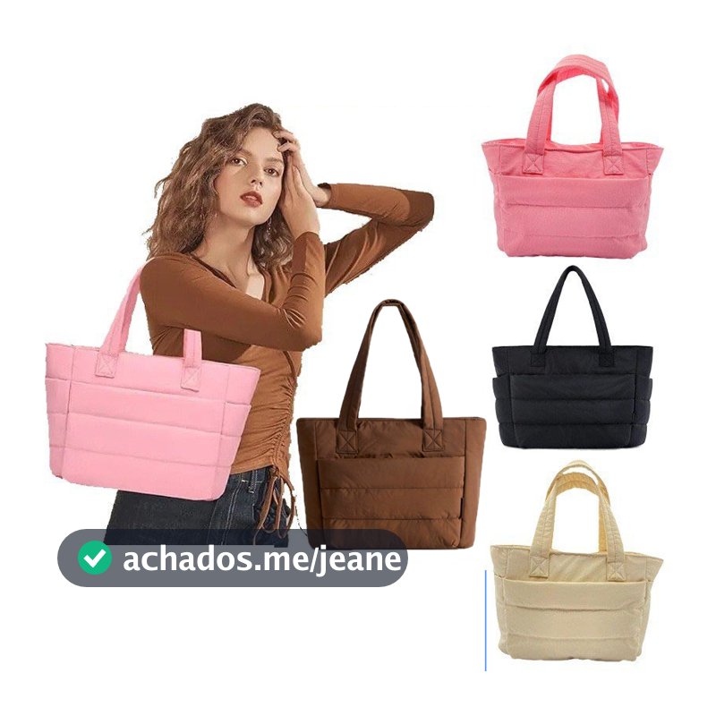Bolsa de mão feminina de grande capacidade, jaqueta de algodão leve, bolsa tote de plumas para ioga, fitness e viagens