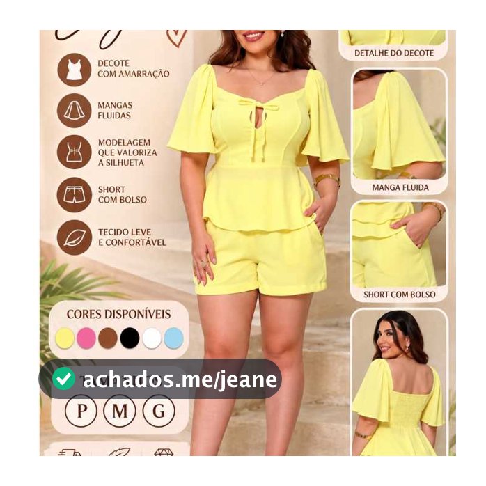 Conjunto feminino decote coração liso PMG