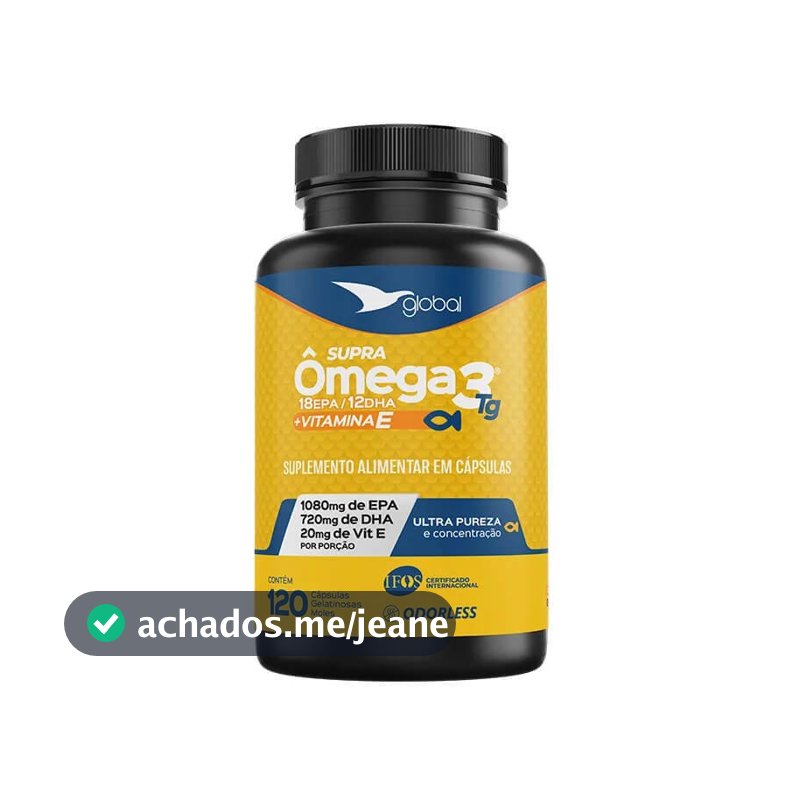 Ômega 3 Supra EPA 1080mg DHA 720mg + Vitamina Global Suplementos 120 cáps