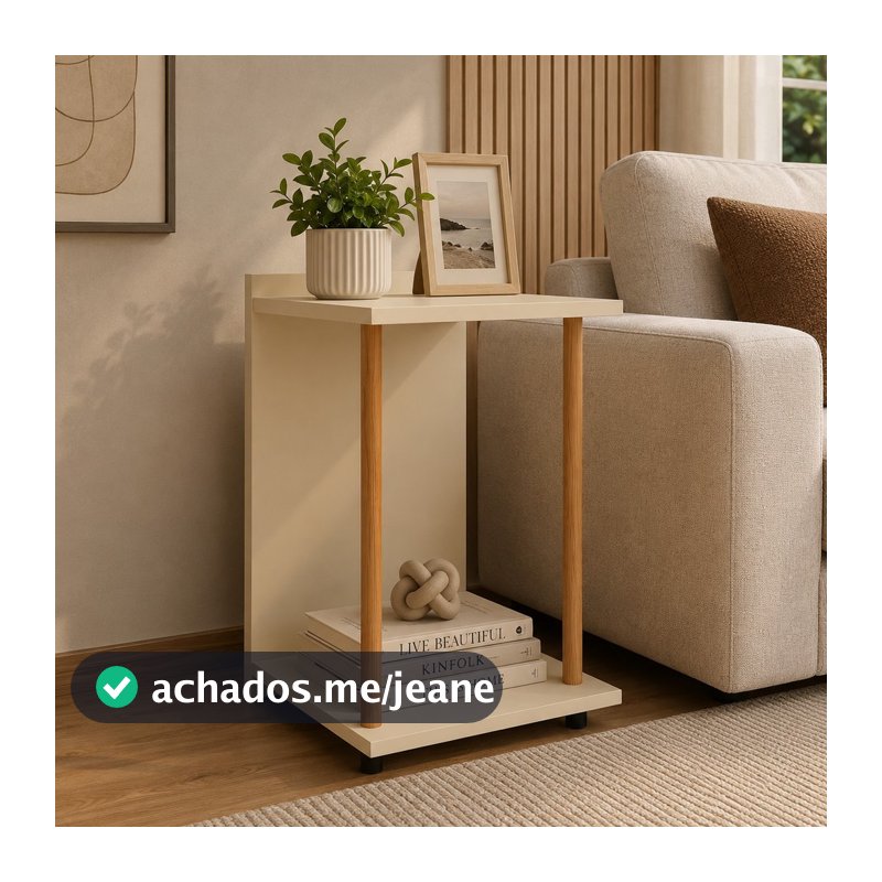 Mesa Lateral de Apoio para Sofá com Prateleira Inferior