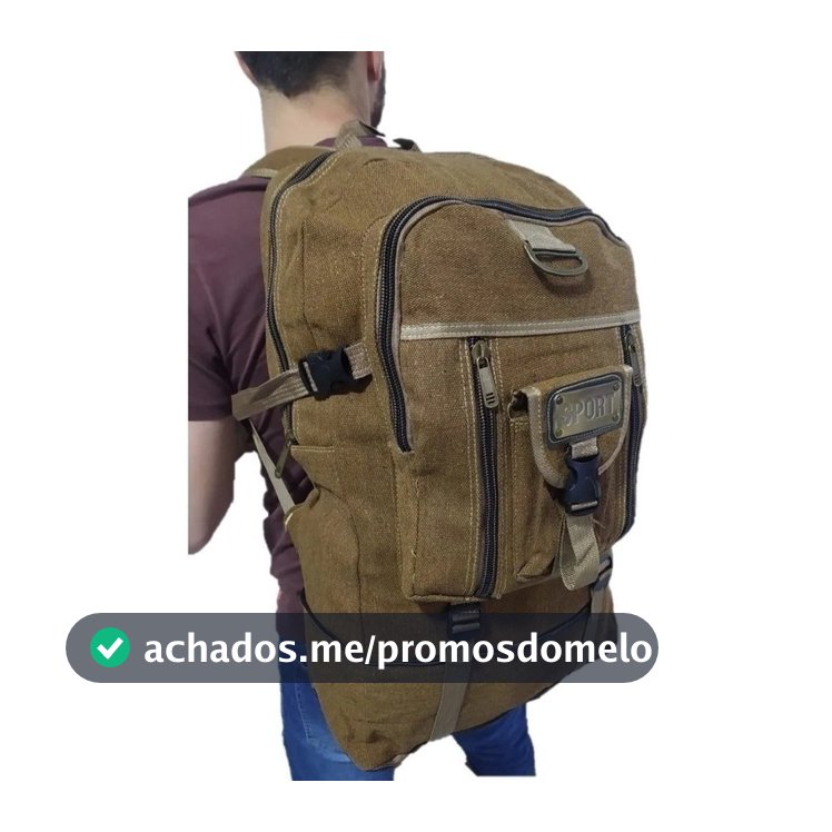 Mochila Masculina Lona 50 Litros Viagem Passeio Motoboy Esporte Trilha Viagem 803