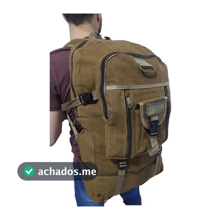 Mochila Masculina Lona 50 Litros Viagem Passeio Motoboy Esporte Trilha Viagem 803