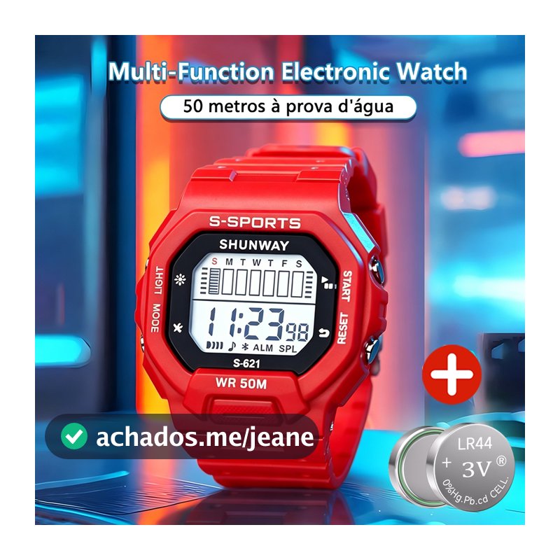 Relógio Digital Masculino Original A Prova D Água Relógio De Pulso Unissex Esportivo Cronômetro