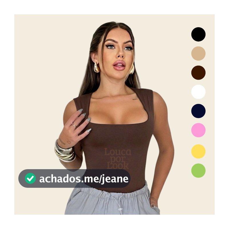 Body Feminino Collant Suplex com Forro Decote Quadrado Alça Larga Look Casual Moda Blogueira Tendência