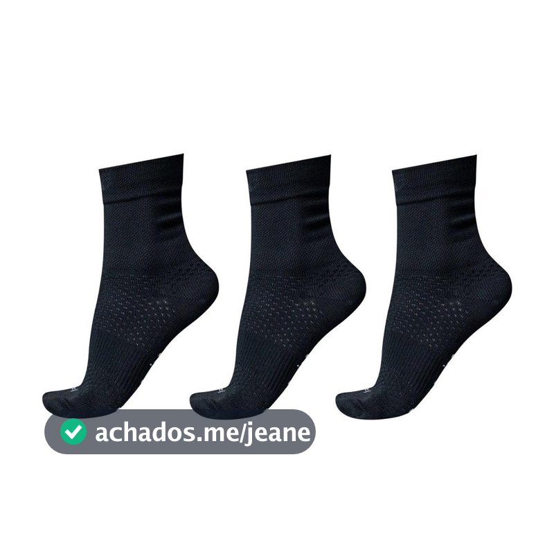 Kit 3 Pares Meia Poliamida Corrida Cano Médio HUPI Fun Preto