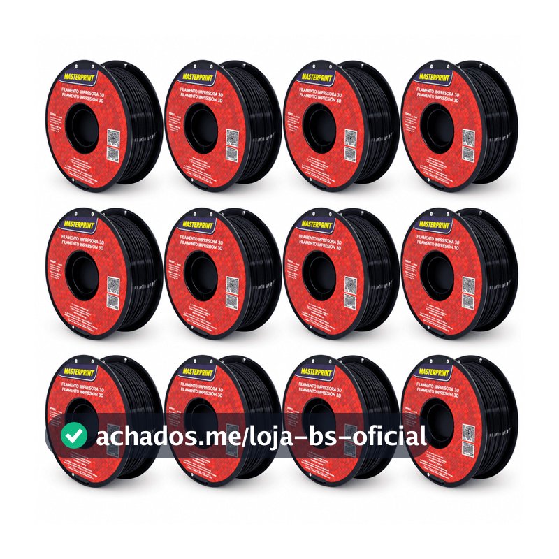 Kit 12 Filamentos Para Impressora 3d Petg 1,75mm 1kg Preto
