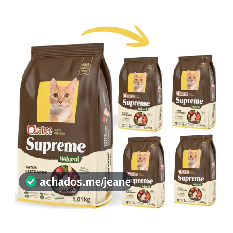 Kit Quatree Supreme  Gatos Castrados Frango 1 kg. - 5 Pacotes