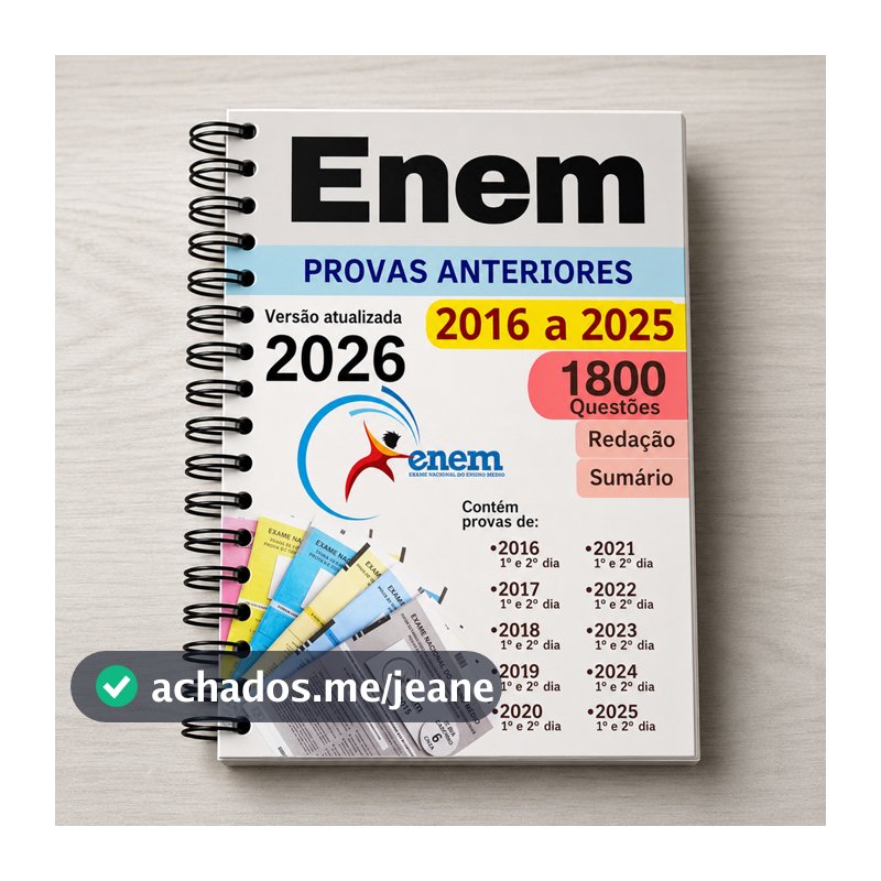 Apostila ENEM 2026 – 10 Anos de Provas Anteriores + Redação e Gabaritos Oficiais