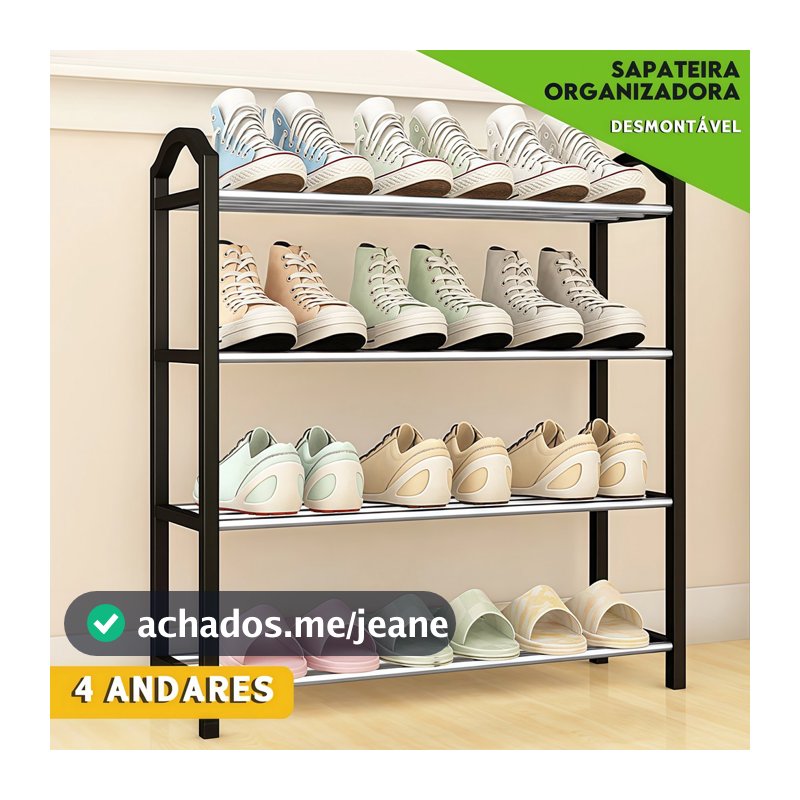 Sapateira 4 Andares Desmontável p/ 8 Pares, Organizador p/ Tênis, Hall de Entrada e Quarto-1