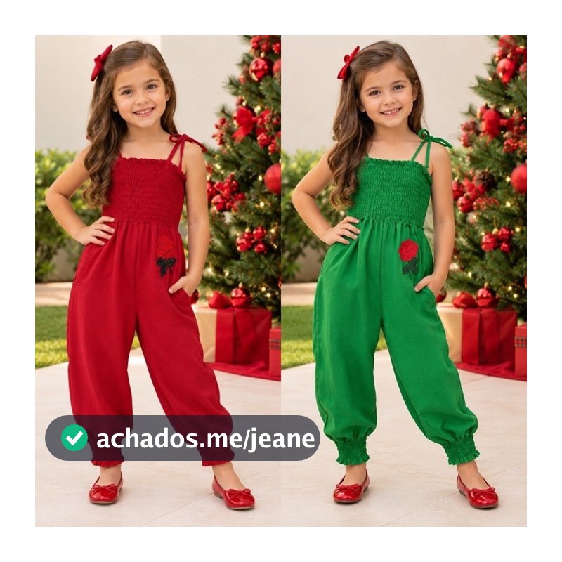 Macacão Infantil Feminino Juvenil Menina Elegante Confortável Tecido Premium Leve Ajustável com Bolso
