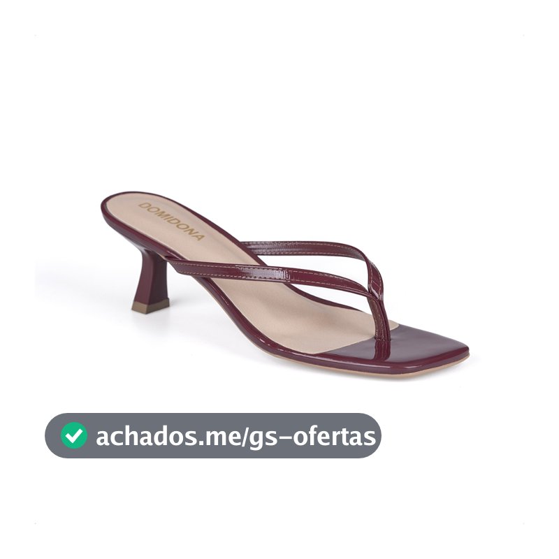 Tamanco de Dedo Domidona Bico quadrado Salto Fino Kitten Heel Elegante
