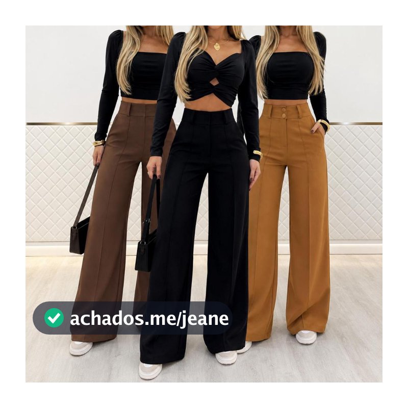CALÇA PANTALONA  ALFAIATARIA FEMENINA 2 BOTONES LOOK CASUAL