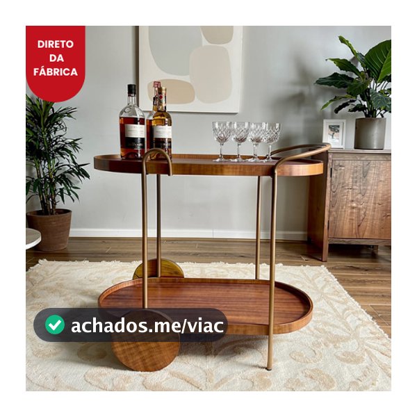 Barzinho carrinho Cristal Multiuso para Bebidas Sala Quarto Escritório