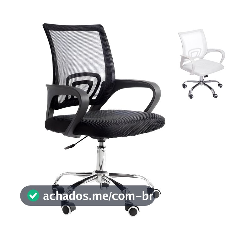 Cadeira de Escritório Mesh Assento Estofado Base Giratória 9050 Trabalho Reunião
