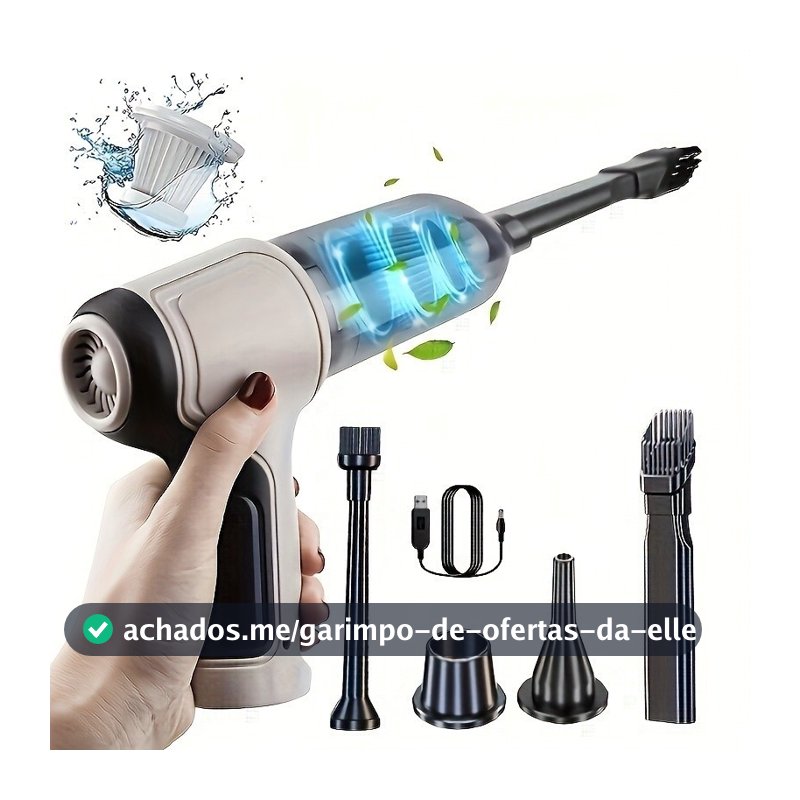 Aspirador Sem Fio 3 Em 1 Para Carro Bivolt 9000Pa Mini De Pó Casa E De Uso Duplo