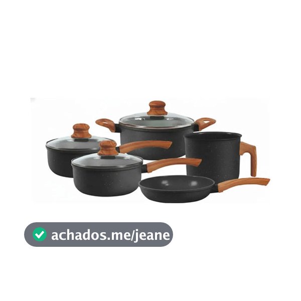 Jogo De Panelas Cerâmico Triplo Indução Tuut Ecoglid 5 Peças Cor Preto Granito