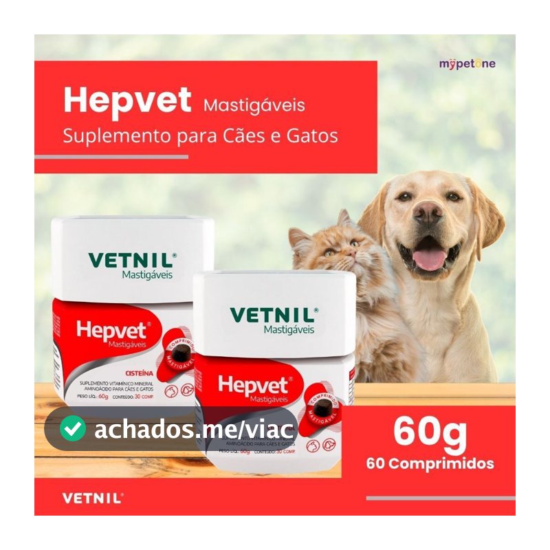 Kit 2 Hepvet Mastigável Vetnil Suplemento para Cães e Gatos - 60g