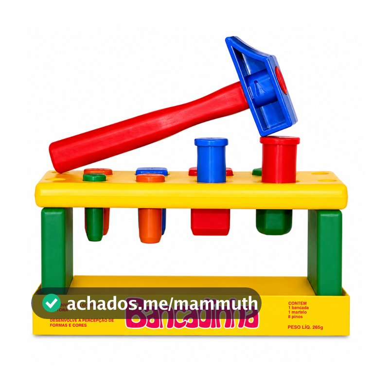 Brinquedo Bancadinha com Martelo e Pinos Geométricos Educativo, Criativo e Interativo para Crianças