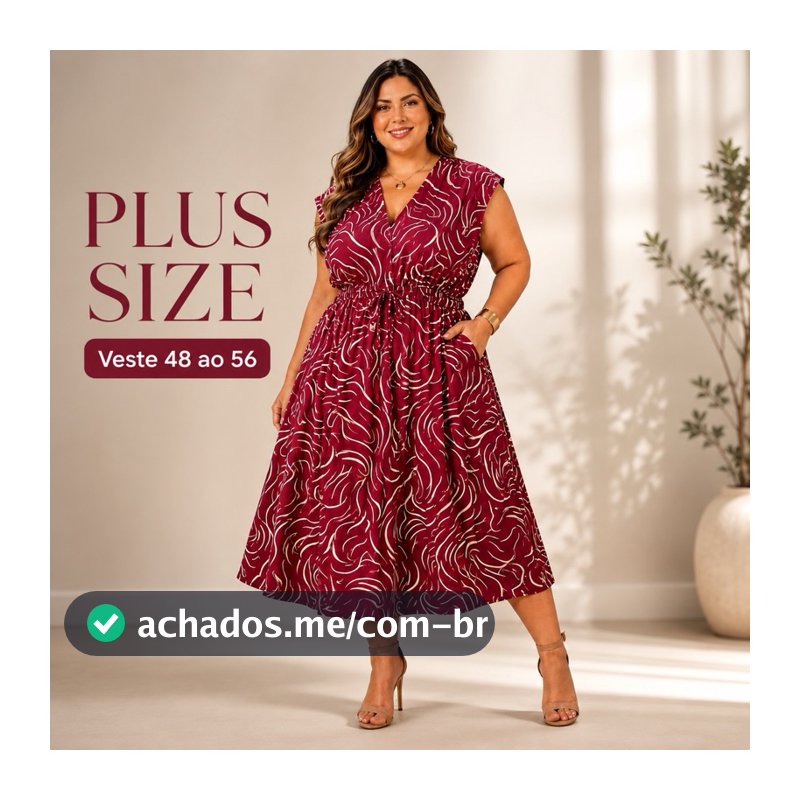 Vestido PLUS SIZE feminino (46 ao 56) exg estampado midi dia a dia casual estiloso confortavel