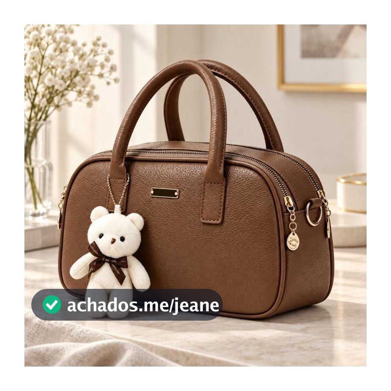 Bolsa Boston Feminina Pequena Estruturada Couro Sintético Alça Transversal Ajustável Multiuso e Elegante