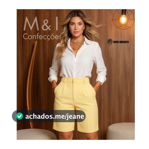 Bermuda Alfaiataria Feminina Candy Color Cintura Alta Elegante Casual Trabalho P GG