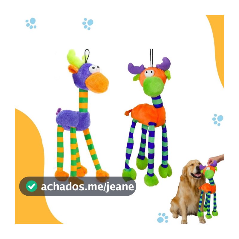 Brinquedo para Cachorro Alce de Pelúcia 50cm com Apito – Brinquedo Interativo Savana Pet