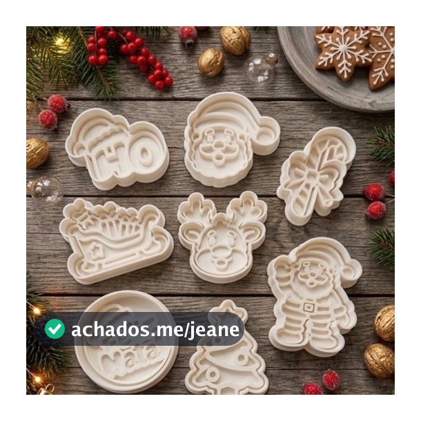 kit com 8 cortador de Biscoito tema Natal com marcador, para biscoito pasta americana, biscuit, massinha, lembrança
