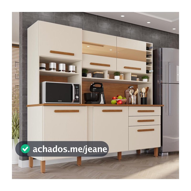 Cozinha 6 Portas 2 Gavetas Amanda Com Espelho