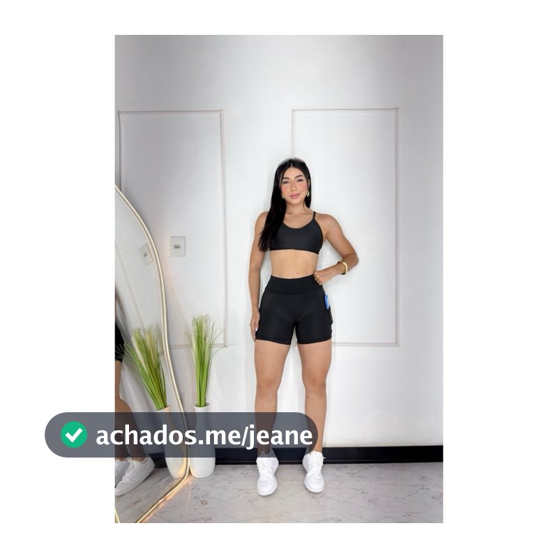 Conjunto Fitness-short com bolso top costa nua modelo estiloso tecido suplex myda preminum