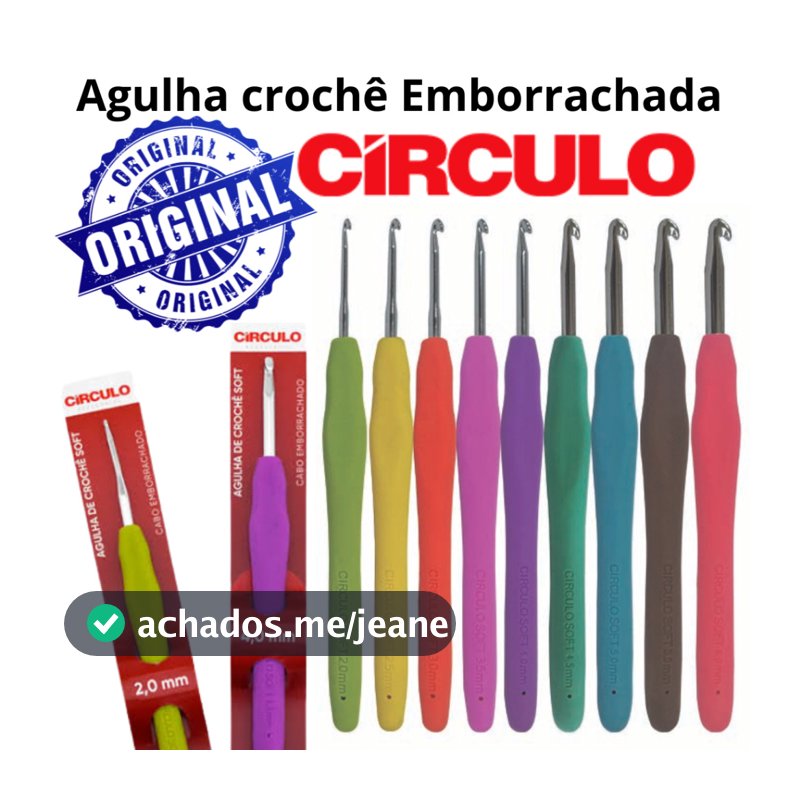 Agulha Crochê Barbante Profissional Com 08 Peças Cabo Soft Ergonômico