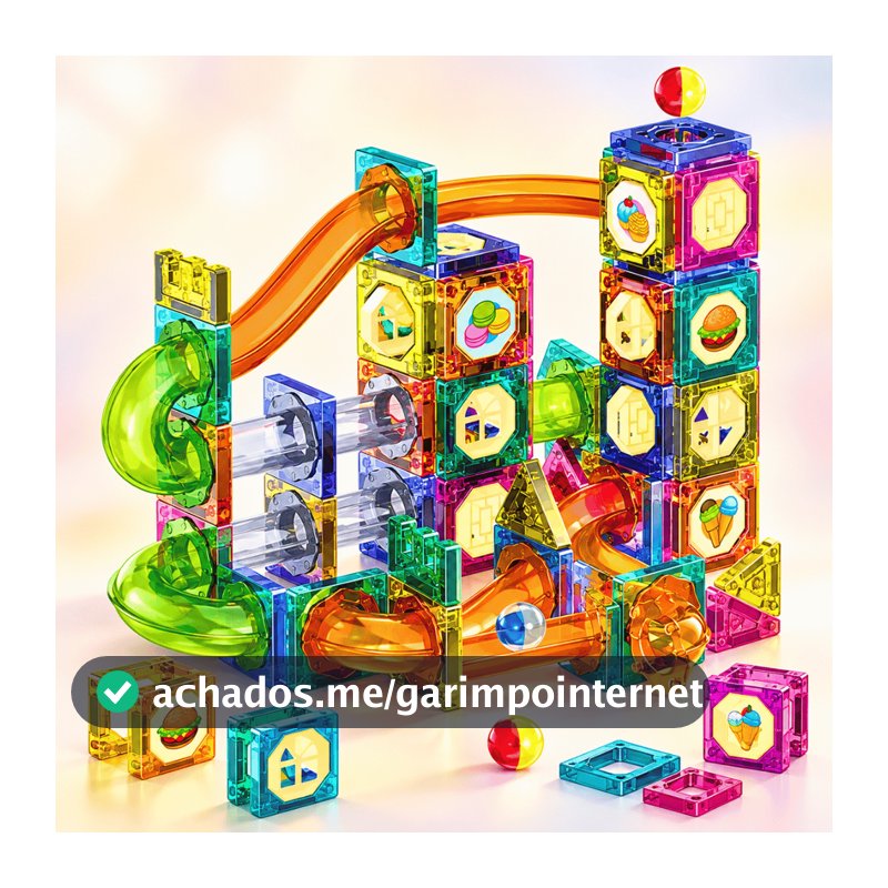 Brinquedo Bloco Magnético STEM 94 Peças Premium Diversões
