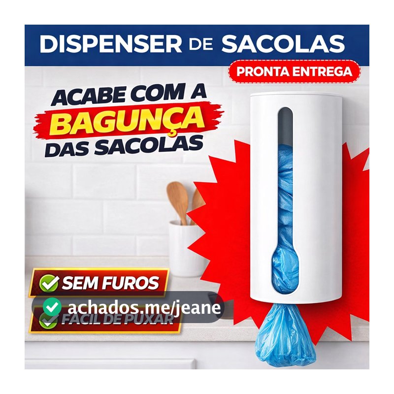 Dispenser Organiza Sacolas Puxa Sacos Lixo Parede E Cozinha
