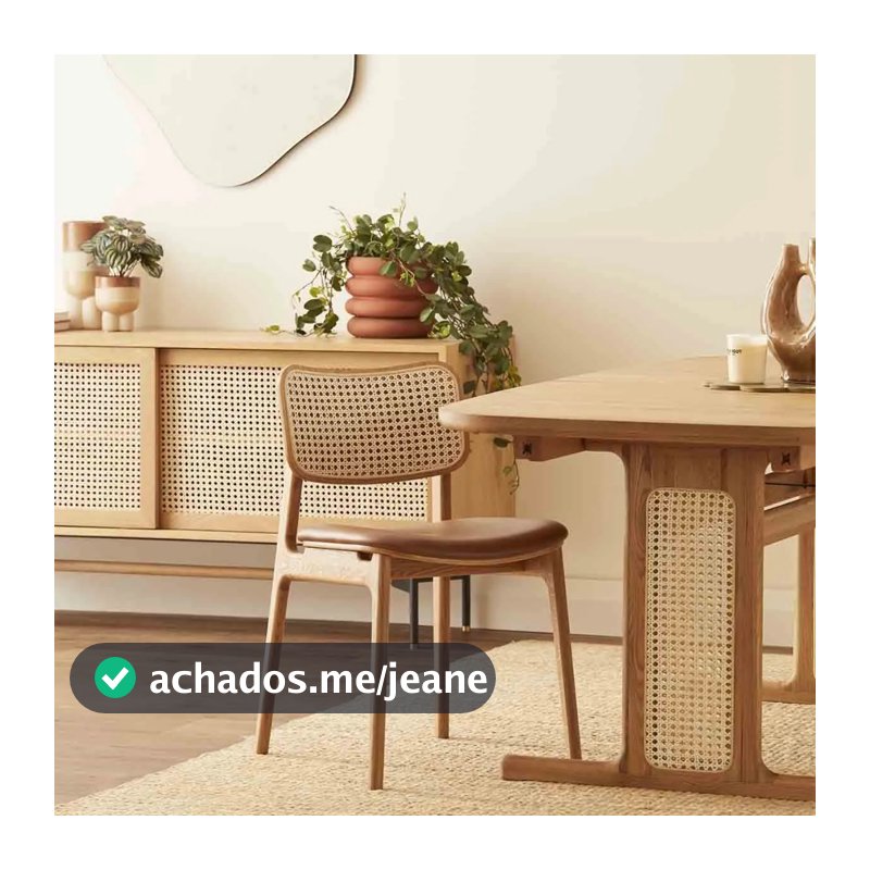 Cadeira de Jantar Em Madeira Maciça e Palhinha Rattan Estofada Assento Anatômico