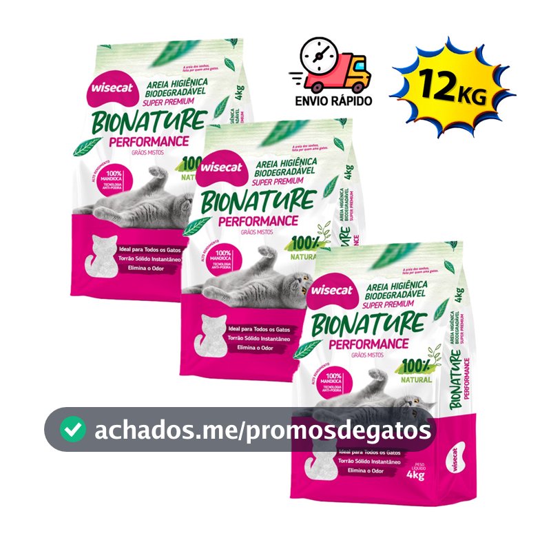 Kit 12Kg Areia Para Gatos Grãos Mistos 100% Mandioca Areia de Gato