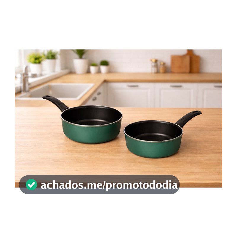 Jogo Kit de 2 Panelas Antiaderente sem tampa 20 Cm e 18 Cm Ou 1 Fervedor Antiaderente 14Cm