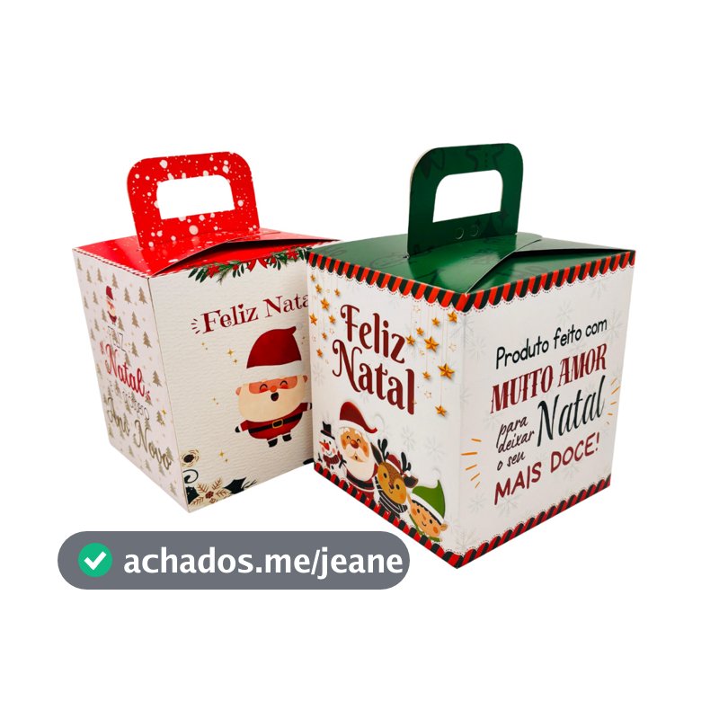 Caixa para Panetones Chocotone Gourmet de 500g Tema Natal | Medidas 15x15x17cm
