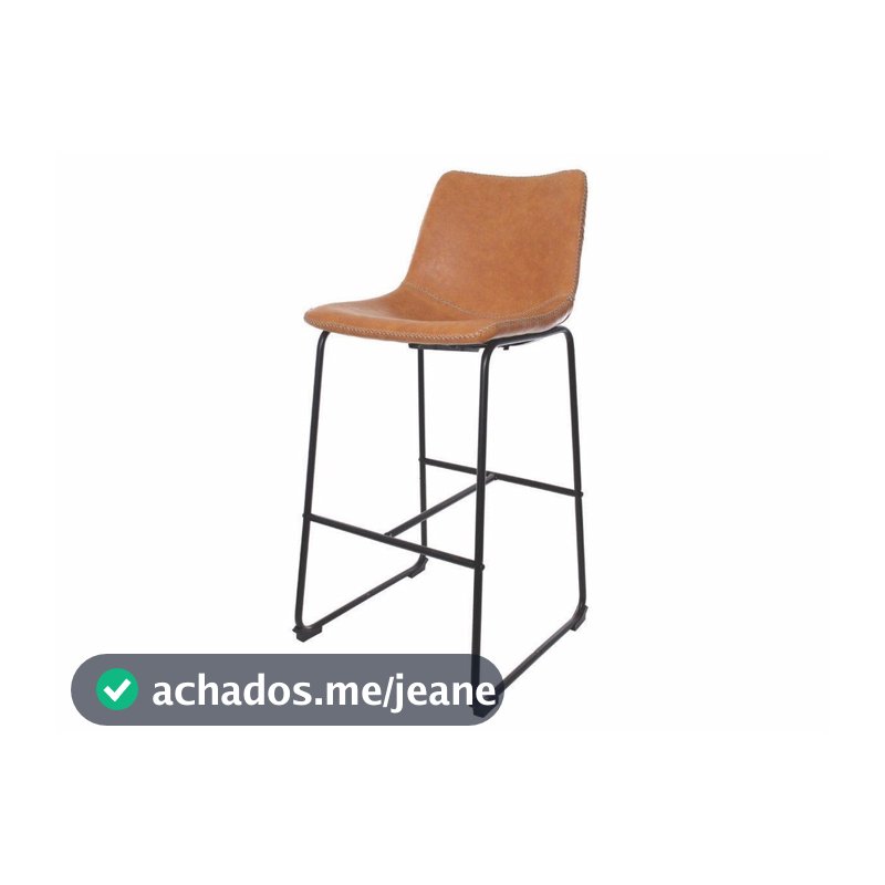 Banqueta Alta Estofada para Cozinha, Bar, Balcão e Ilha, Estilo Bistro, Caramelo, Munich