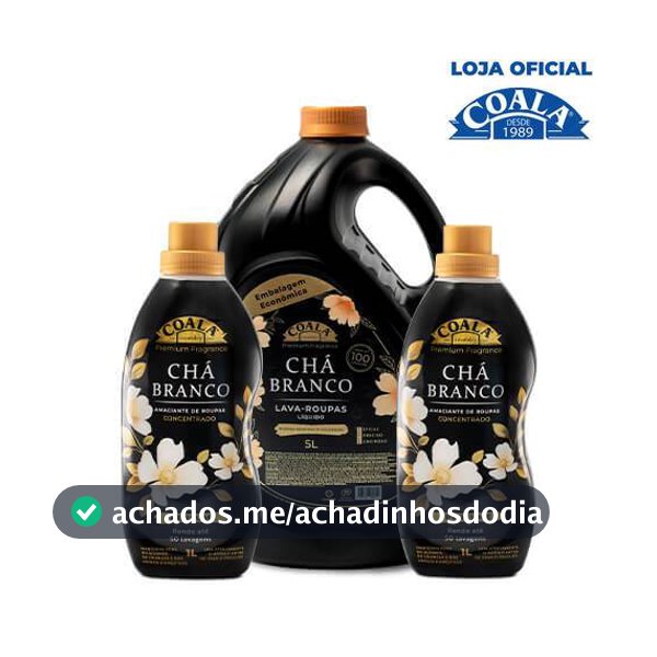 Kit Coala Laundry 1 Lava Roupas 5L + 2 Amaciantes de 1L cada - Chá Branco