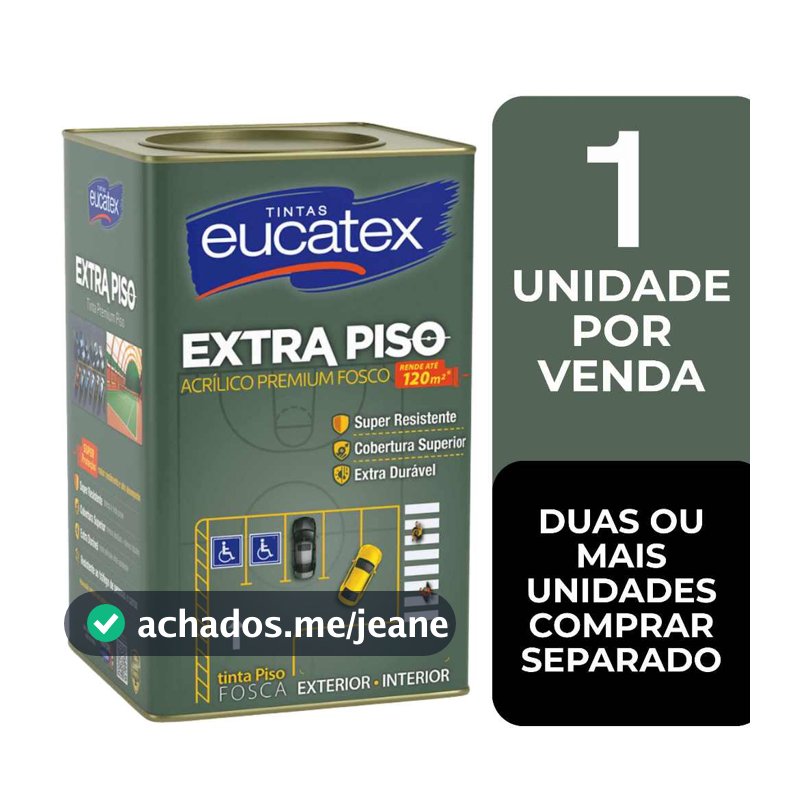 TINTA EUCATEX EXTRA PISO ACRILICA PREMIUM FOSCO CORES 18L