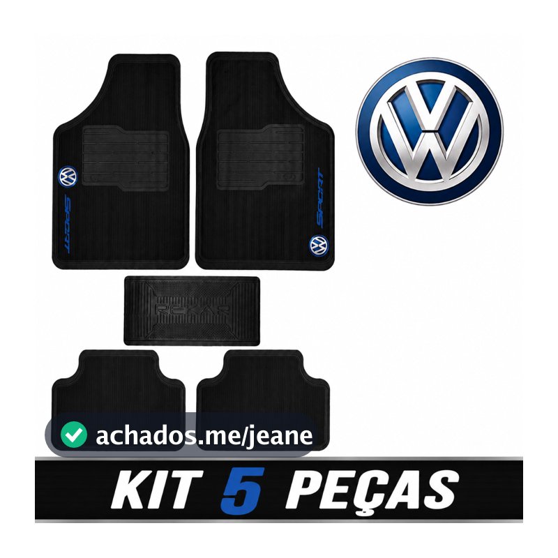 Tapete Borracha Volkswagen 5 peças Carro Automotivo Gol Golf G2 G3 G4 G5 G6 Tcross Taos Tera Tiguan