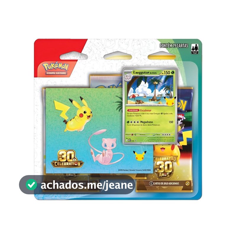Jogo de Cartas Pokémon - Blister Triplo - Exeggutor de Alola - Celebração de 30 Anos - Copag