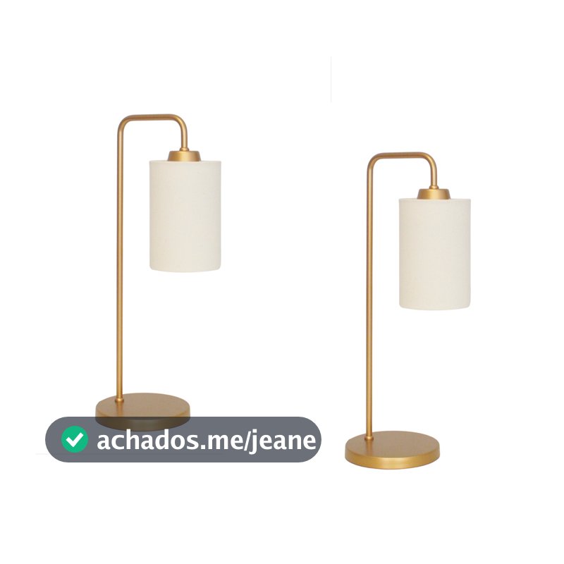 Kit 2 Abajur Luminária Mesa Retro Dourado Com Cúpula Cru.