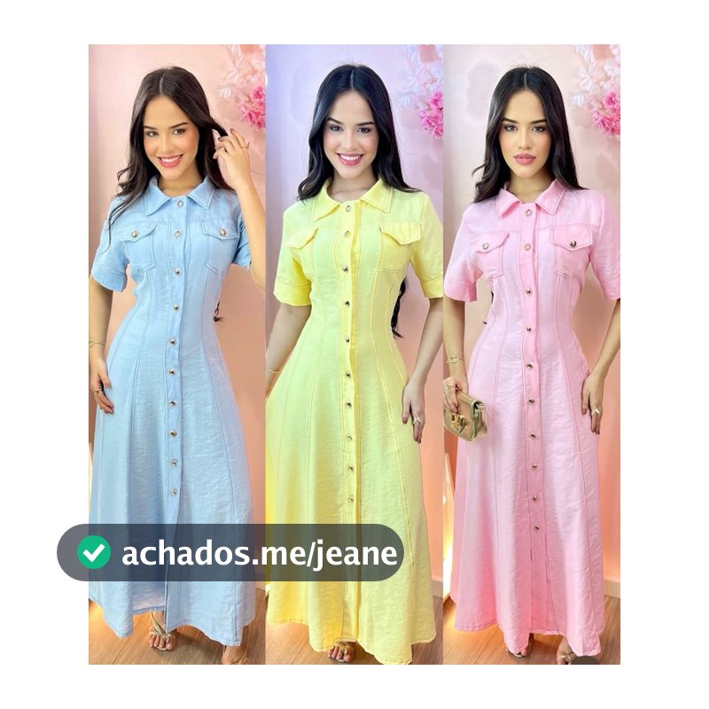 Vestido Evangelico Chamise,  Dealhe botoes vestido Feminino.a