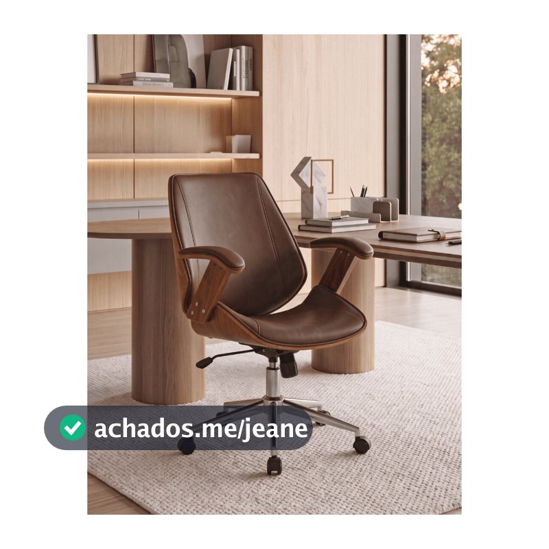 Cadeira de Escritório Ergonômica Giratória Couro Paris Diretor Office Marrom