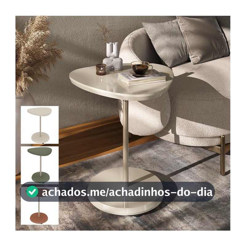 Mesa Lateral Orgânica Apoio de Canto Oval Decorativa Moderna Acabamento Perfeito Bel Artely