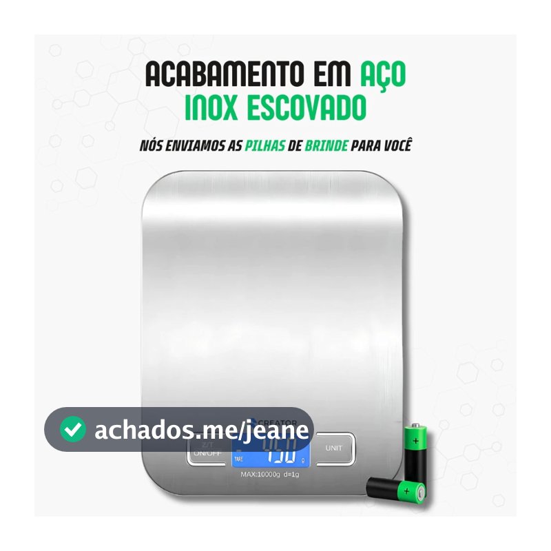 Balança Digital De Cozinha Inox Alta Precisão 0,1g Até 10kg Pilhas Inclusas AA