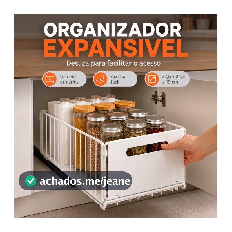 Organizador de Cozinha Deslizante Multiuso Grande Para Armário E Bancada