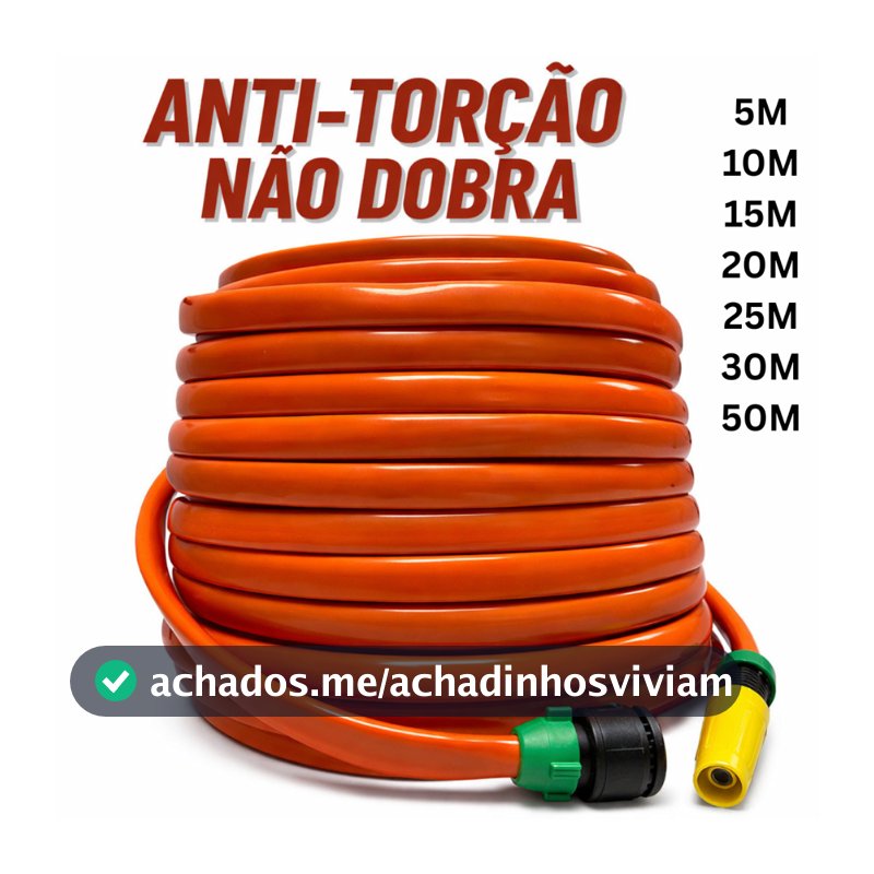 Mangueira Jardim Anti-Torção Anti-Dobra Borracha Flexível Resistente Quintal Lavar Carro Horta